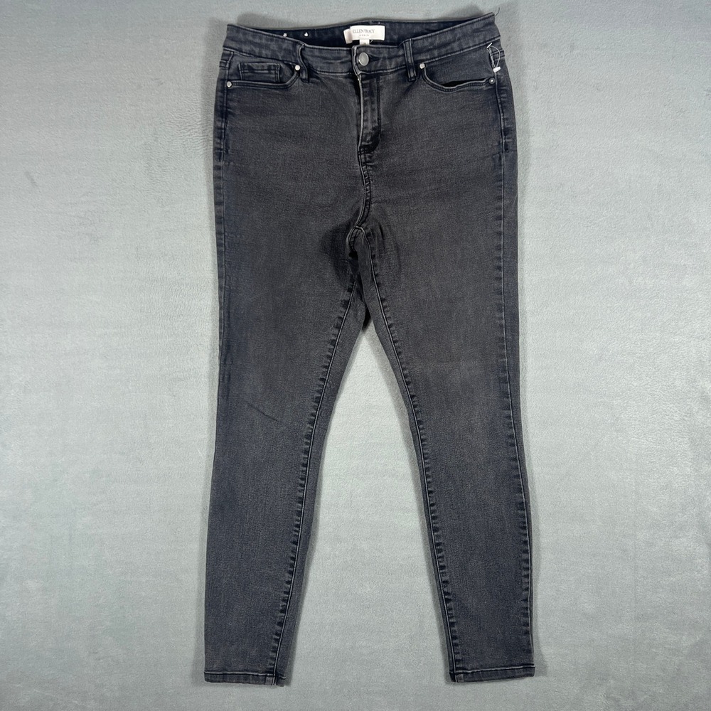 Ellen Tracy Womens Jeans 10 Black Refined Mid Rise Skinny Stretch Denim Full